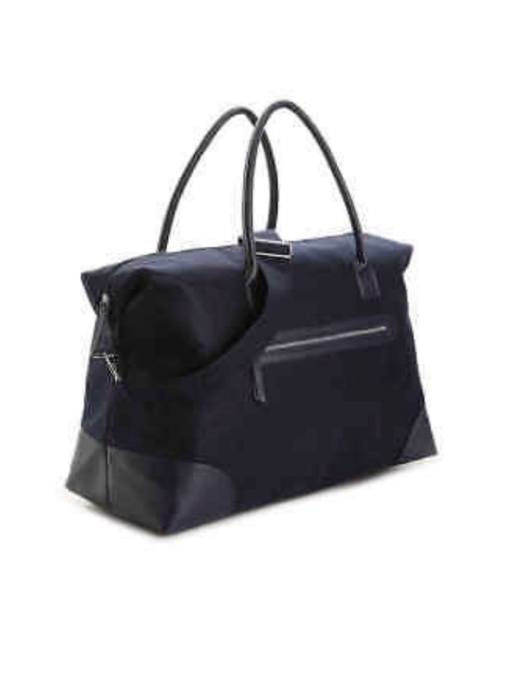 DSW Navy Blue Felt Weekender Bag Travel Duffel Tote - Picture 7 of 11